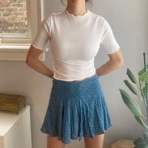 Urban Outfitters Blue Flowy Mini Skirt Skater Skirt